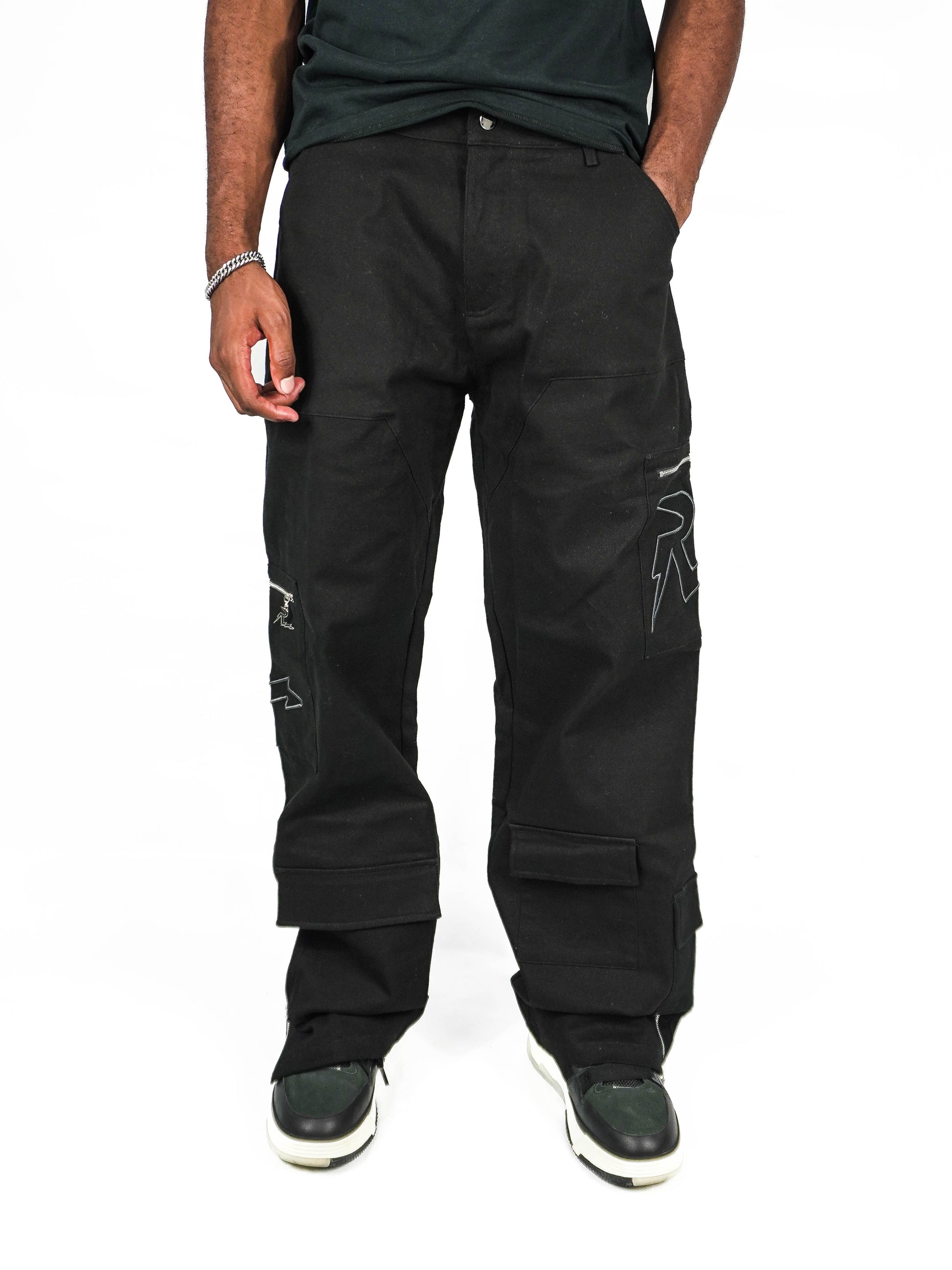 RARE MODE Midnight  Black Zipper Cargo