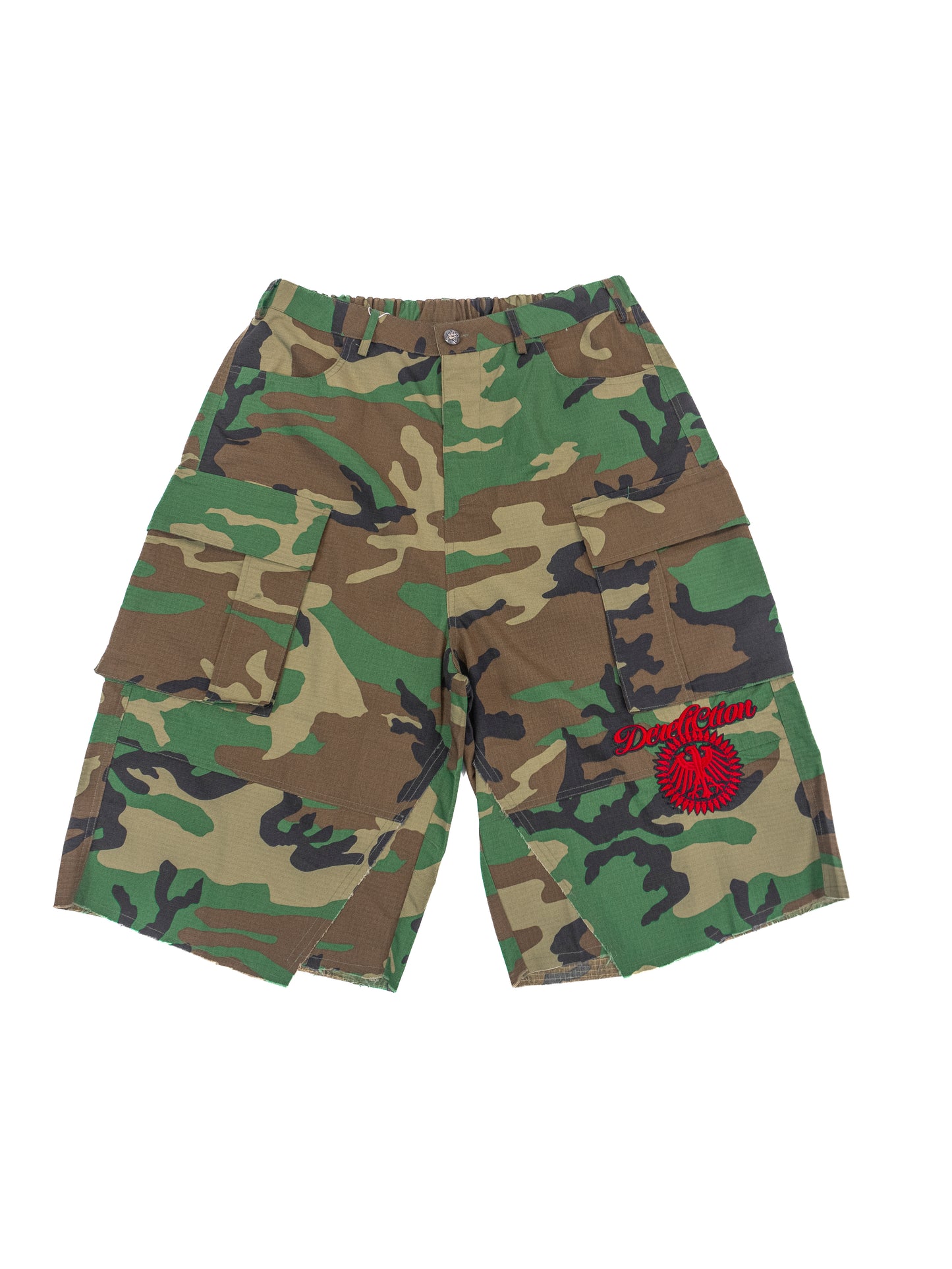 POH Yokohama embroidered distressed cargo shorts