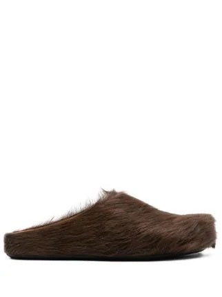 Marni Fur-trimmed sabot slippers