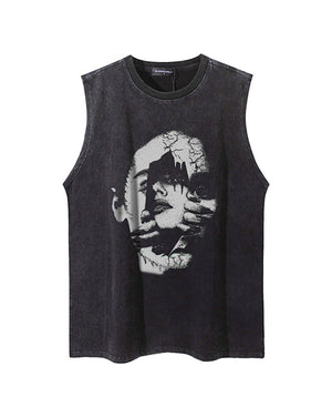 Miss Go Grey Face Sleeve-less Tee