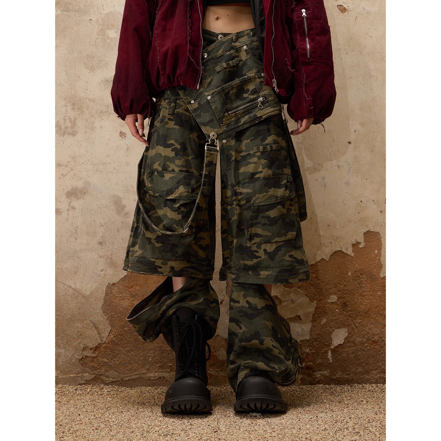 PERSONSOUL 3 in 1 detachable camo dungaree