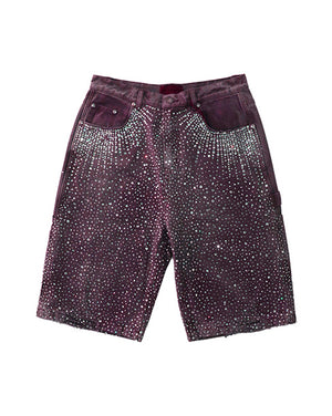 Purple Rhinestone Jorts