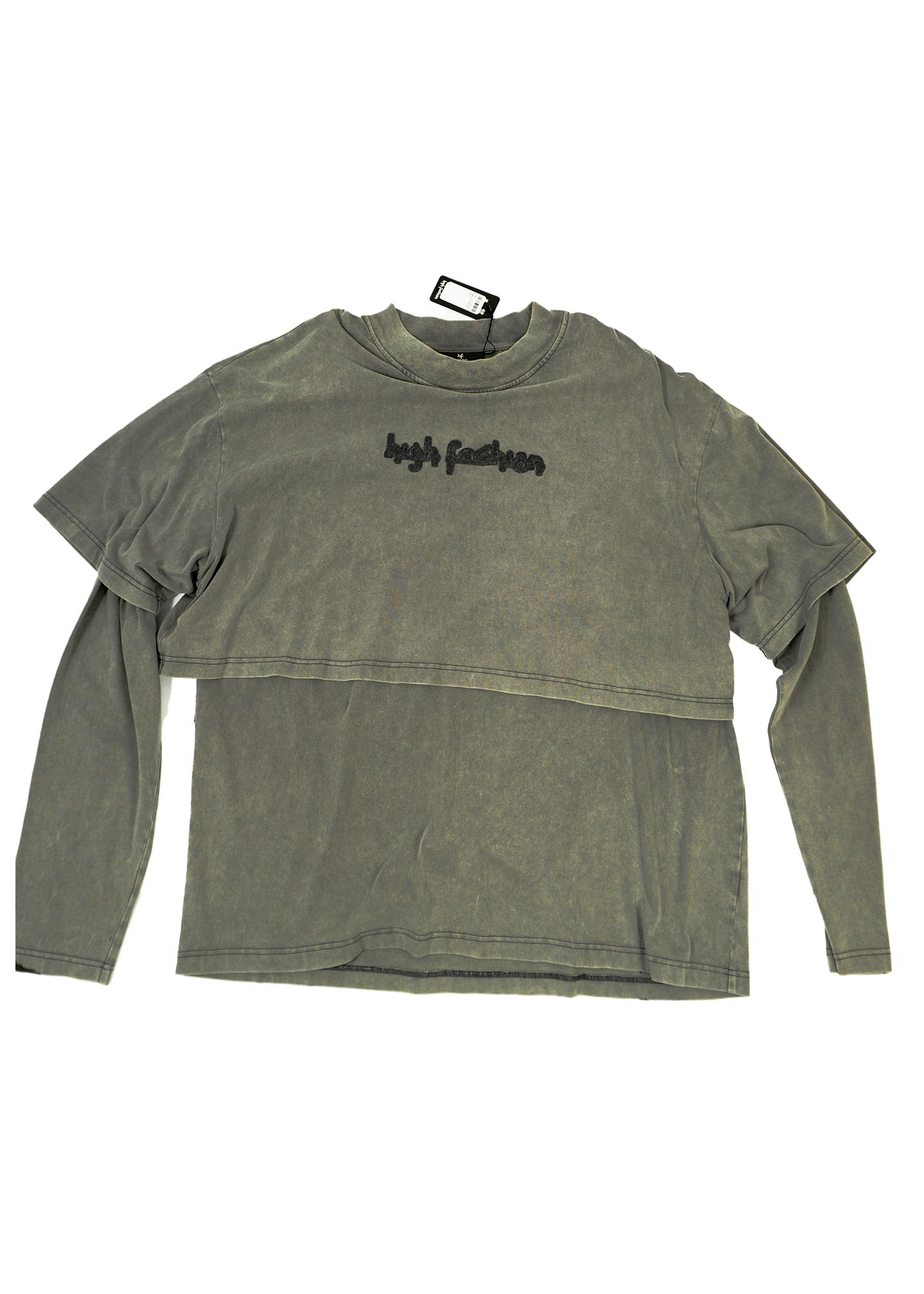 Grey black logo tee